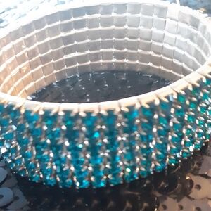 New Bride's Something Blue? Elegant Blue and Silver Crystal Women's Bracelet